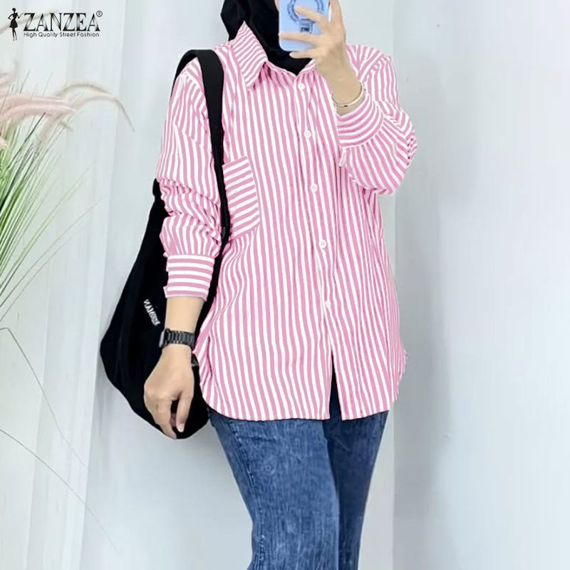 Summer De Clothing - Woman Muslim Fashion Oversize Shirts Collared