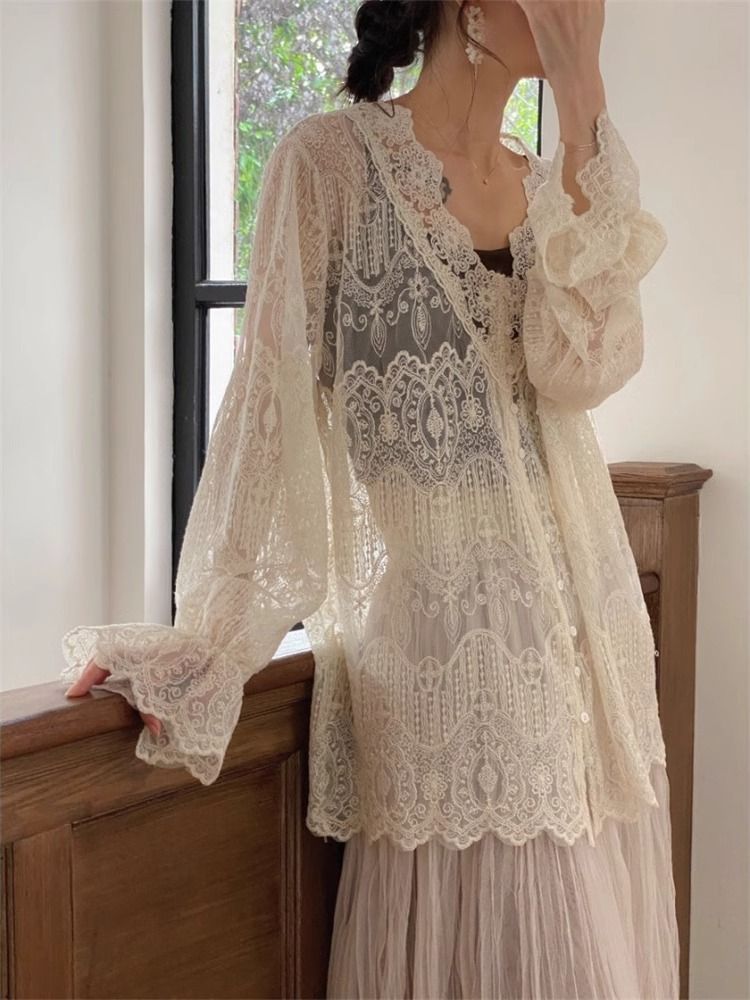 Summer De Clothing - Summer Blouses Wome Clothing Loose Lace