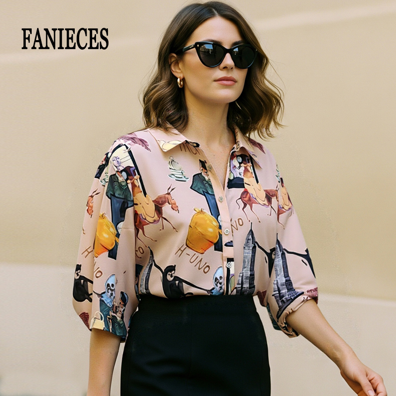 Summer De Clothing - Graffiti Print Women Shirts Summer Long