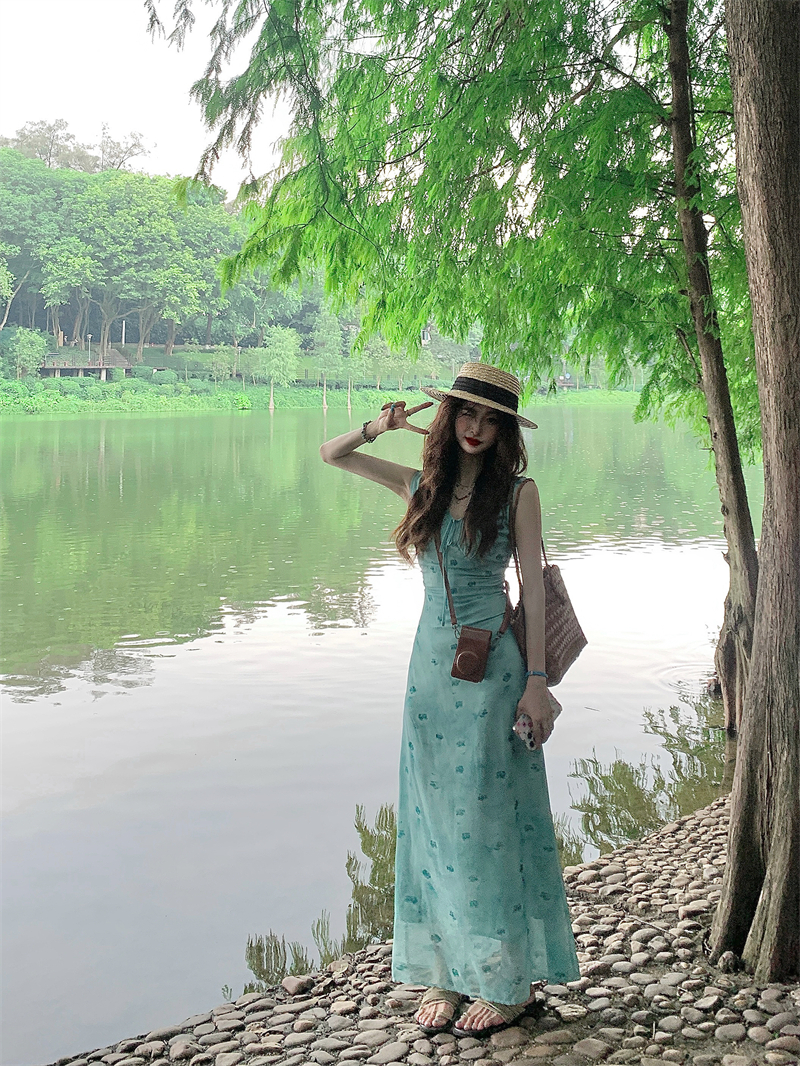 Summer Line Clothing Brand - Floral Gradient A-Line Dress Vest Summer