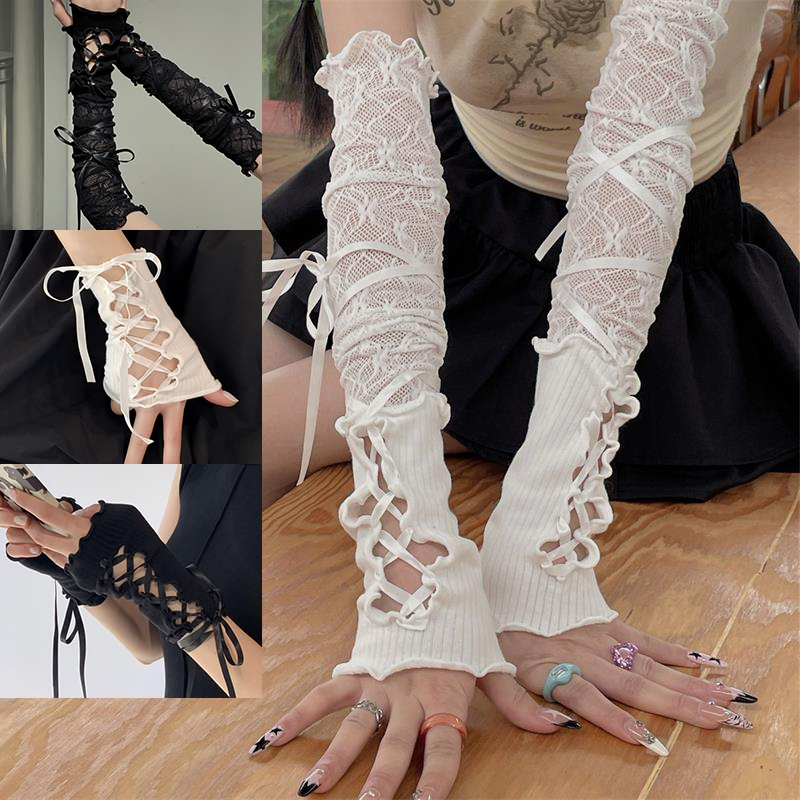 Women Lace‑Up Fingerless Arm S - Summer Clothing Accessories avis et prix