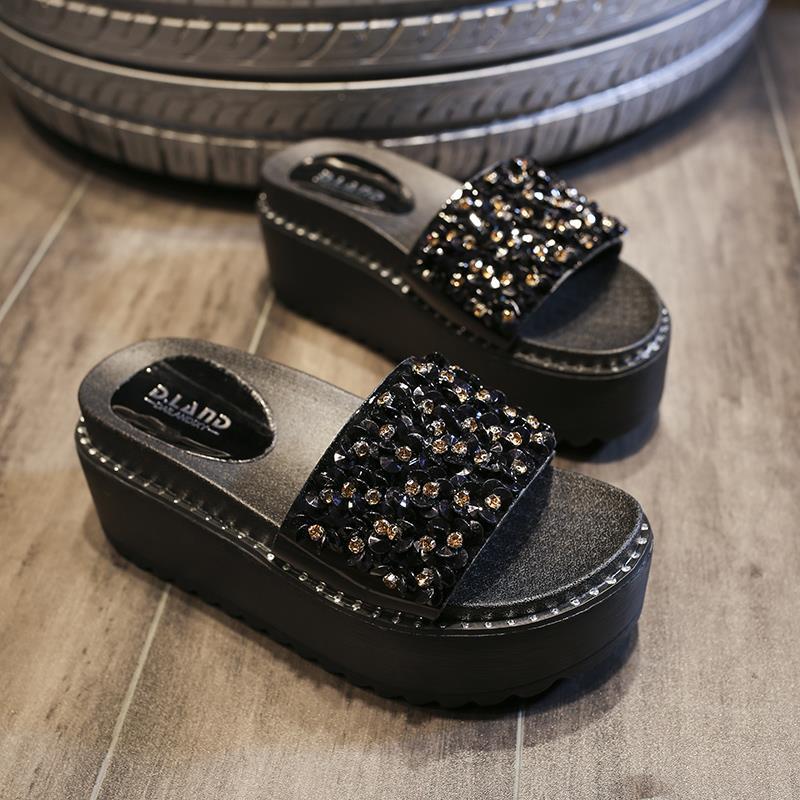Sandals Black Woman Slippers R - Flip Flop Jeweled avis et prix