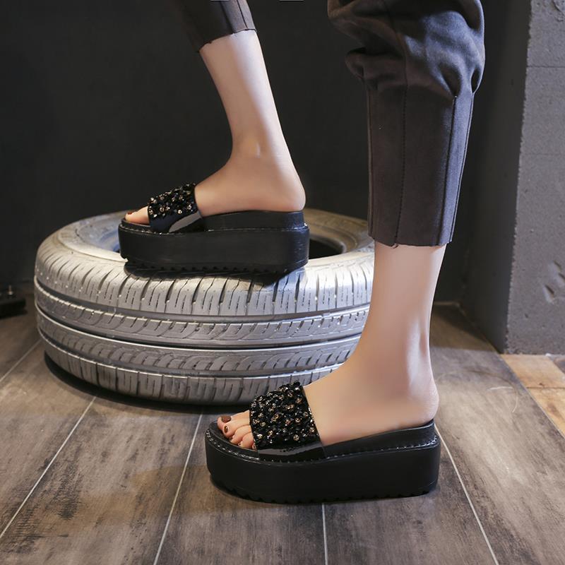 Sandals Black Woman Slippers R - Flip Flop Jeweled avis et prix