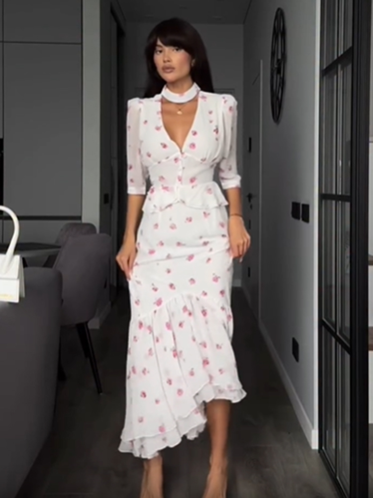 Women White Pink Floral Choker - Summer Clothing Accessories avis et prix