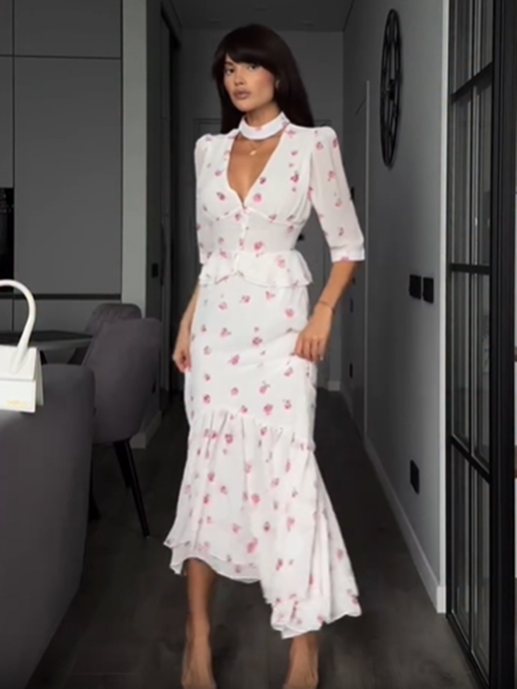 Women White Pink Floral Choker - Summer Clothing Accessories avis et prix