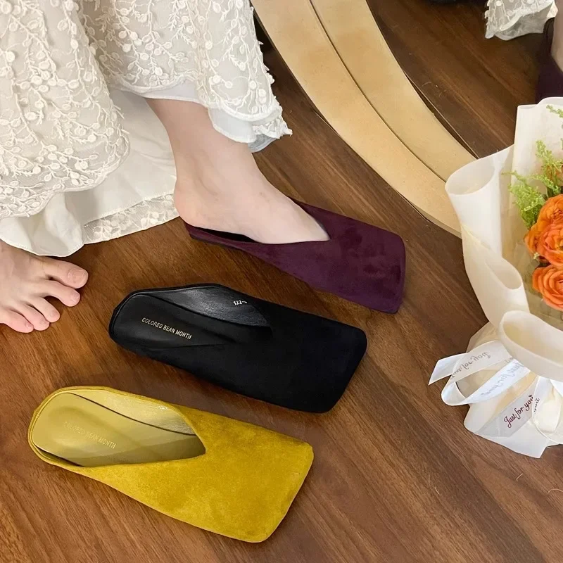 Women Suede Flats Mules Shoes  - Summer Clothing Accessories avis et prix