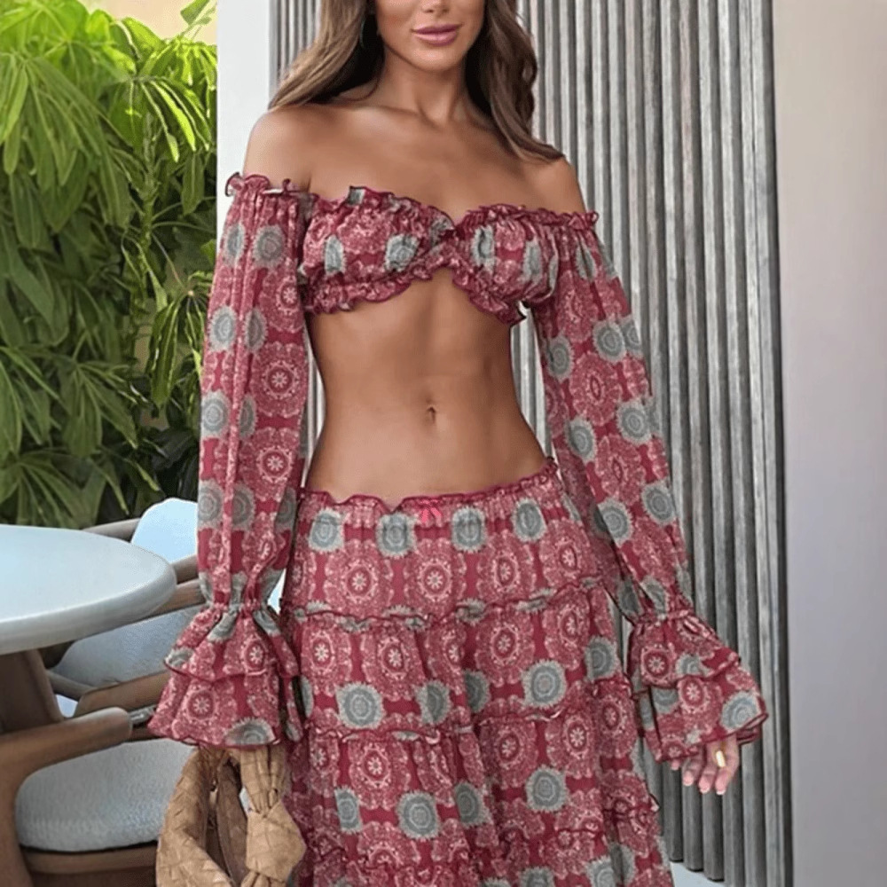 Vintage Print Skirt Two Piece  - Summer Clothing Accessories avis et prix