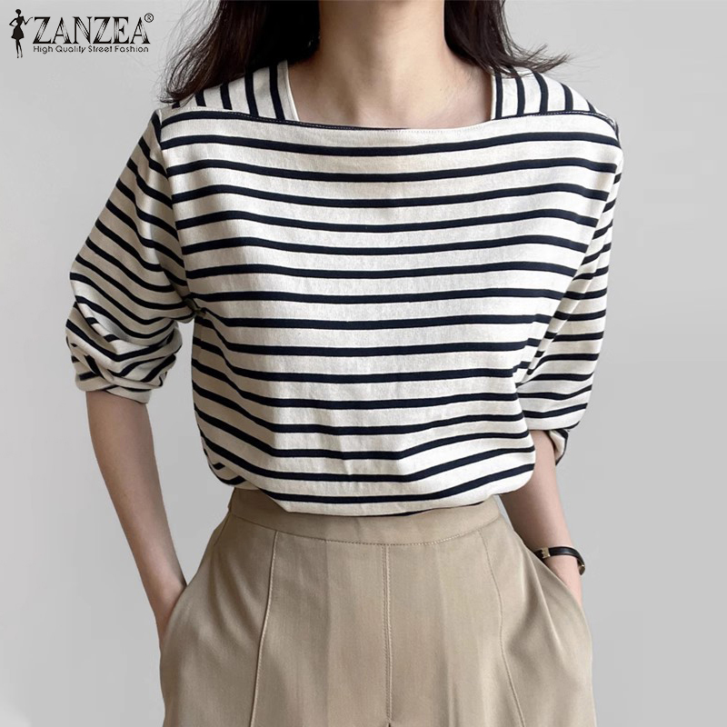 ZANZEA Woman Casual Striped Bl - Summer De Clothing avis et prix